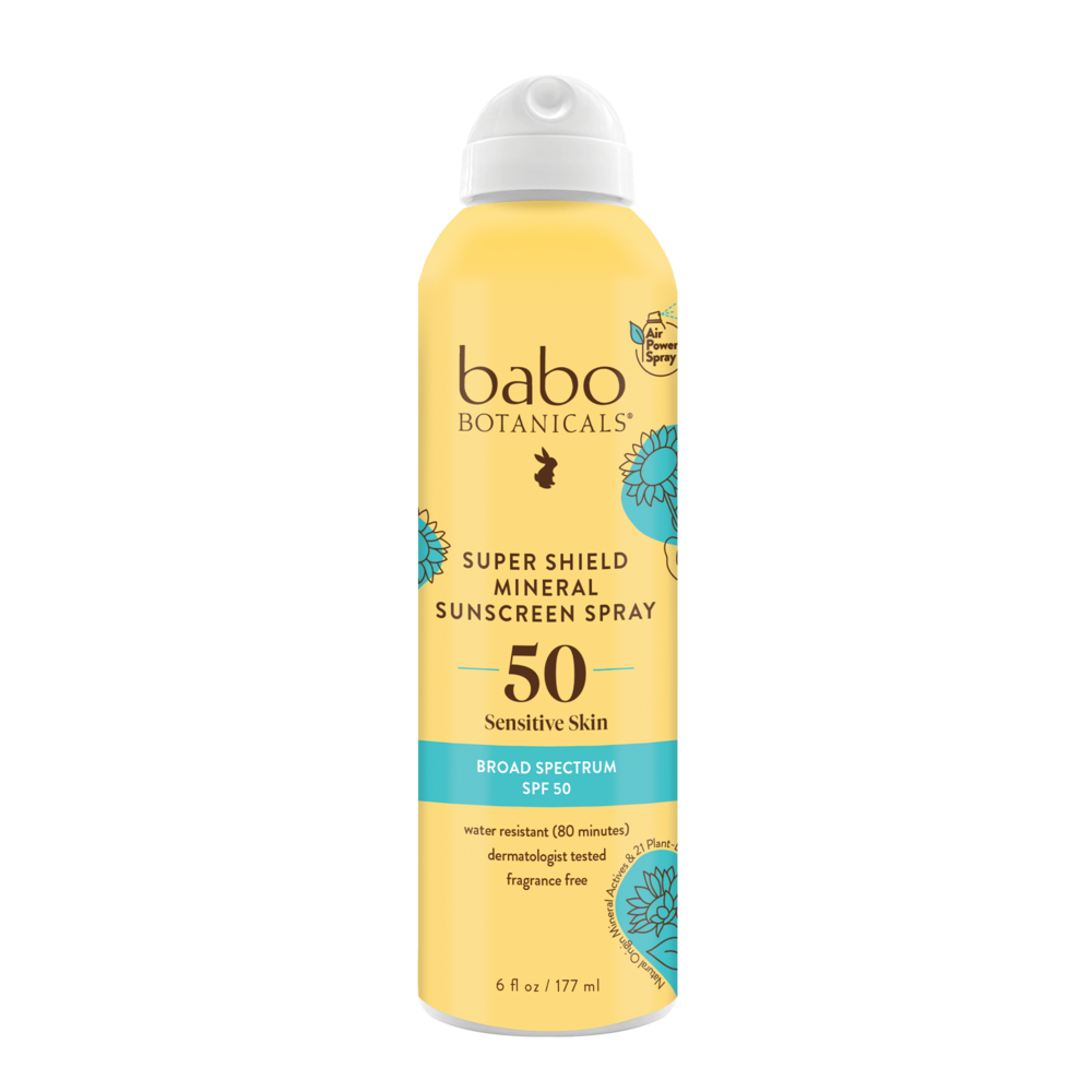 Super Shield Mineral Sunscreen Spray SPF50 6 oz. by Babo Botanicals