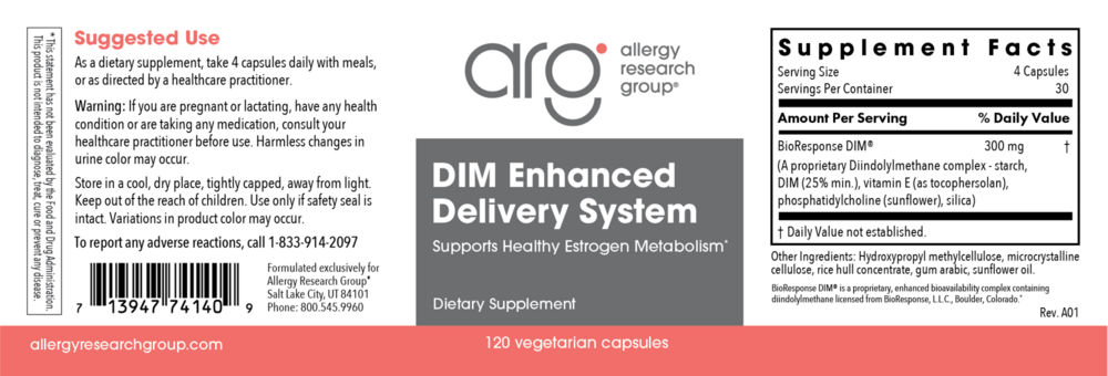 DIM Enhanced Delivery System by Allergy Research Group 120 capsules ...