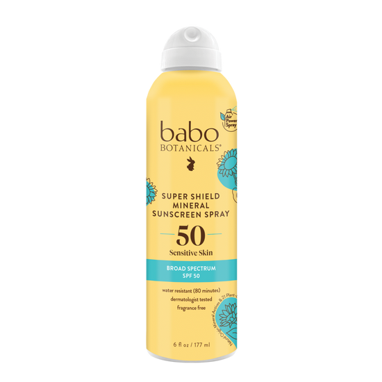 Super Shield Mineral Sunscreen Spray SPF50 6 oz. by Babo Botanicals